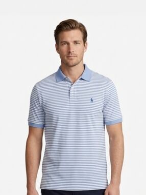 Ralph Lauren Polo Golf Blue/White 100% Pima Cotton Polo Golf Shirt Men's Size XL